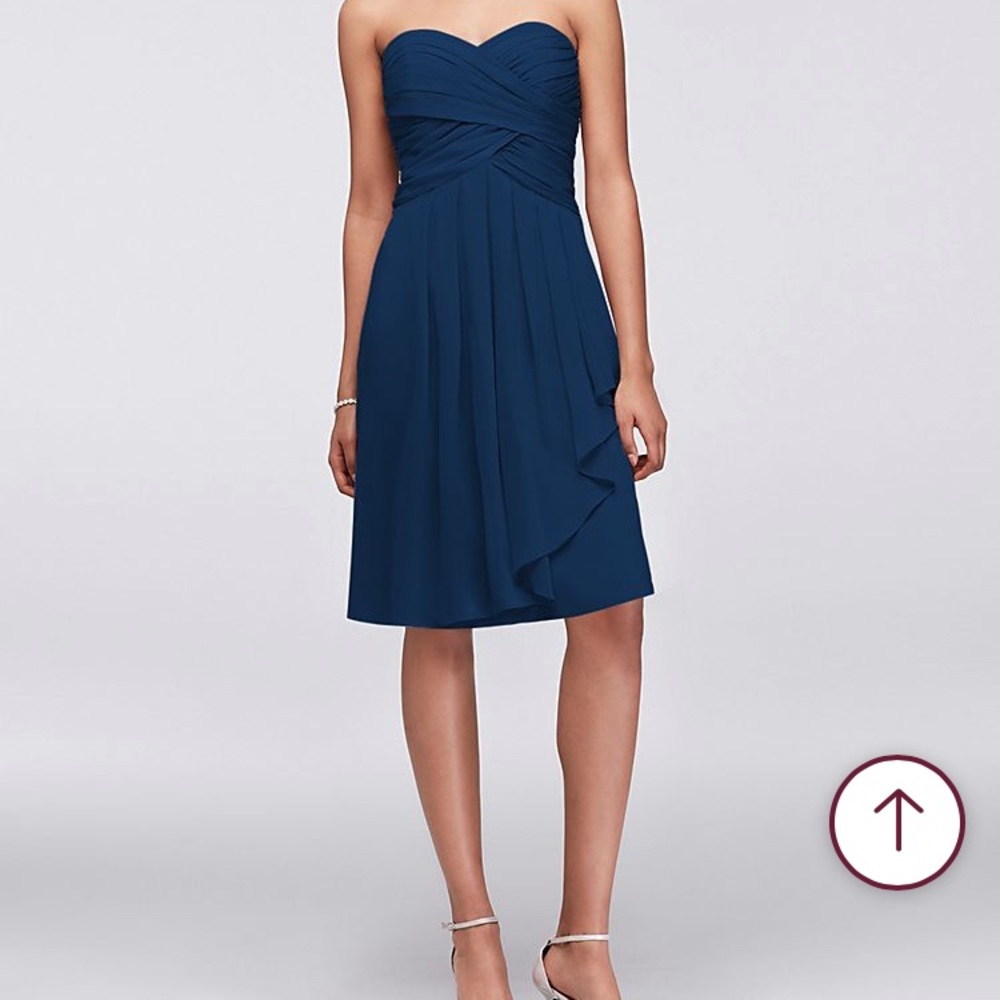 Short Crinkle Chiffon Dress with Front Cascade